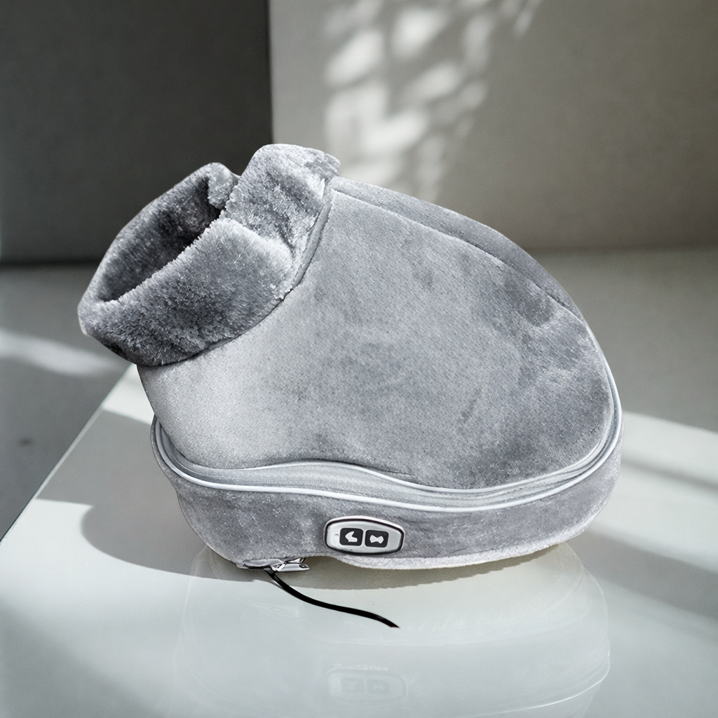 Masajeador de pies térmico, pantuflas de felpa con vibración y dos modos de masaje