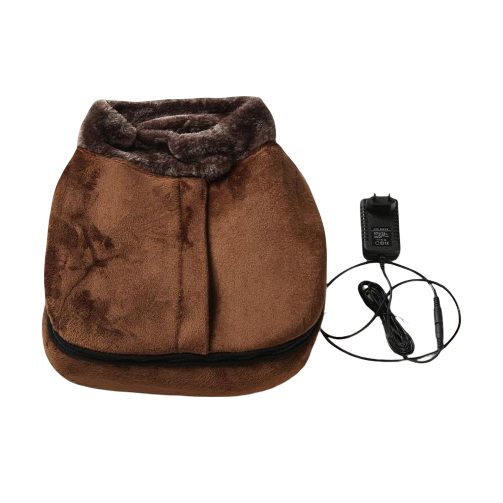 Masajeador de pies térmico, pantuflas de felpa con vibración y dos modos de masaje