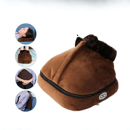 Masajeador de pies térmico, pantuflas de felpa con vibración y dos modos de masaje