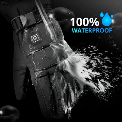 Heated Gloves Rechargeable Battery Waterproof Touchscreen Fingertips Heat Winter Outdoor