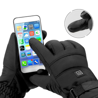 Heated Gloves Rechargeable Battery Waterproof Touchscreen Fingertips Heat Winter Outdoor