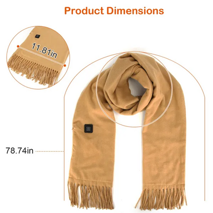 Heated Scarf Neck Wrap USB Power Brushed Fleece Three Temperature Settings Winter