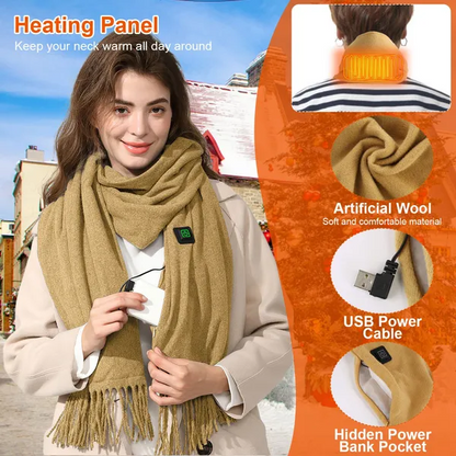 Heated Scarf Neck Wrap USB Power Brushed Fleece Three Temperature Settings Winter