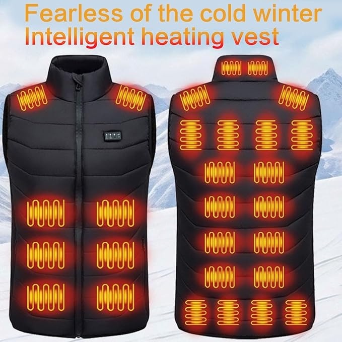 Heated Vest USB Rechargeable Quilted Multiple Heating Zones Stand Collar Lightweight