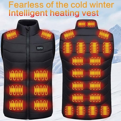 Heated Vest USB Rechargeable Quilted Multiple Heating Zones Stand Collar Lightweight