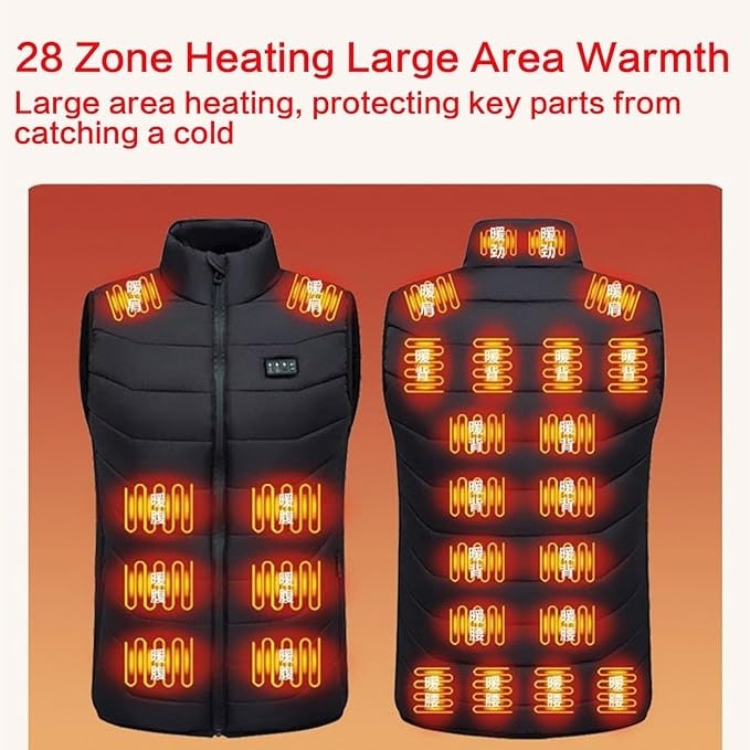 Heated Vest USB Rechargeable Quilted Multiple Heating Zones Stand Collar Lightweight