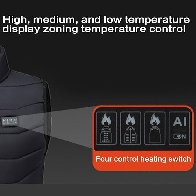 Heated Vest USB Rechargeable Quilted Multiple Heating Zones Stand Collar Lightweight