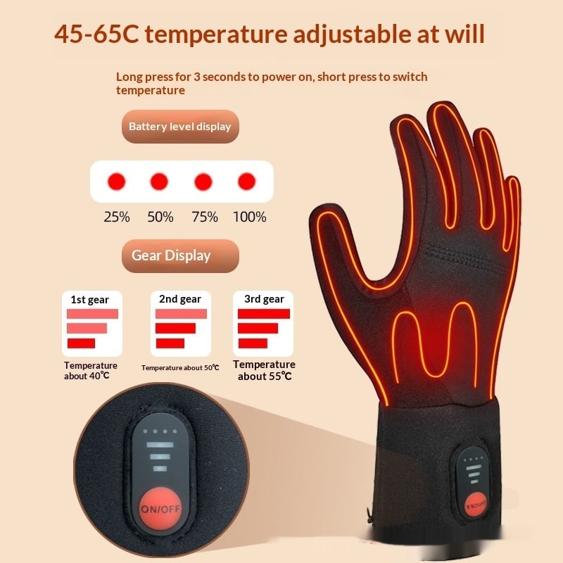 Guantes térmicos de invierno, batería recargable, yemas compatibles con pantallas táctiles, calor y agarre ajustables