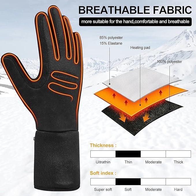 Aufladbare beheizte Winterhandschuhe mit 3 Wärmestufen und Touchscreen-Fingerspitzen