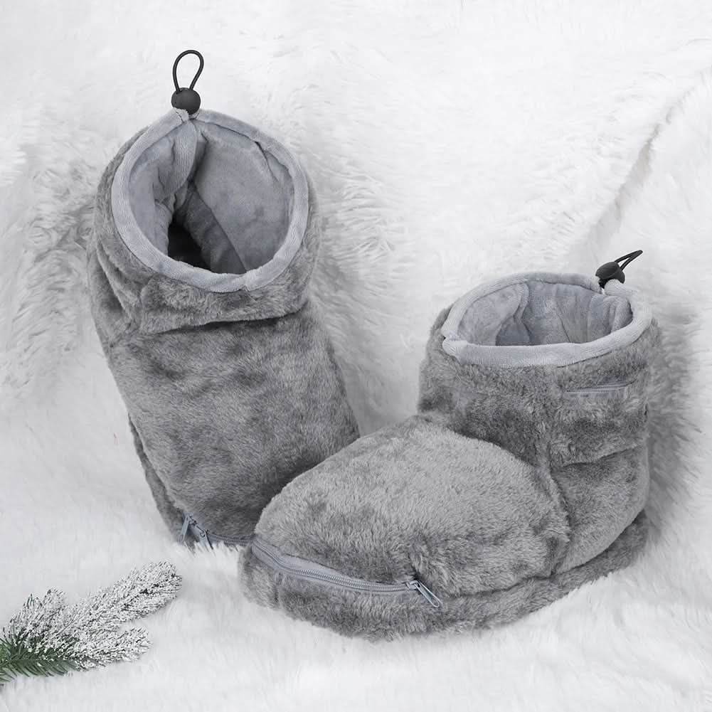 Zapatillas térmicas de invierno, con calefacción USB, tipo botín de felpa, forro polar y soporte para el arco plantar