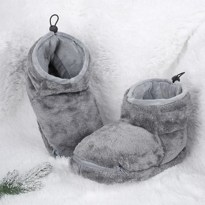 Zapatillas térmicas de invierno, con calefacción USB, tipo botín de felpa, forro polar y soporte para el arco plantar