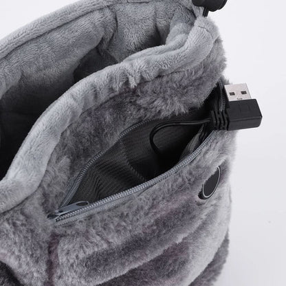 Zapatillas térmicas de invierno, con calefacción USB, tipo botín de felpa, forro polar y soporte para el arco plantar