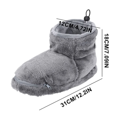 Zapatillas térmicas de invierno, con calefacción USB, tipo botín de felpa, forro polar y soporte para el arco plantar