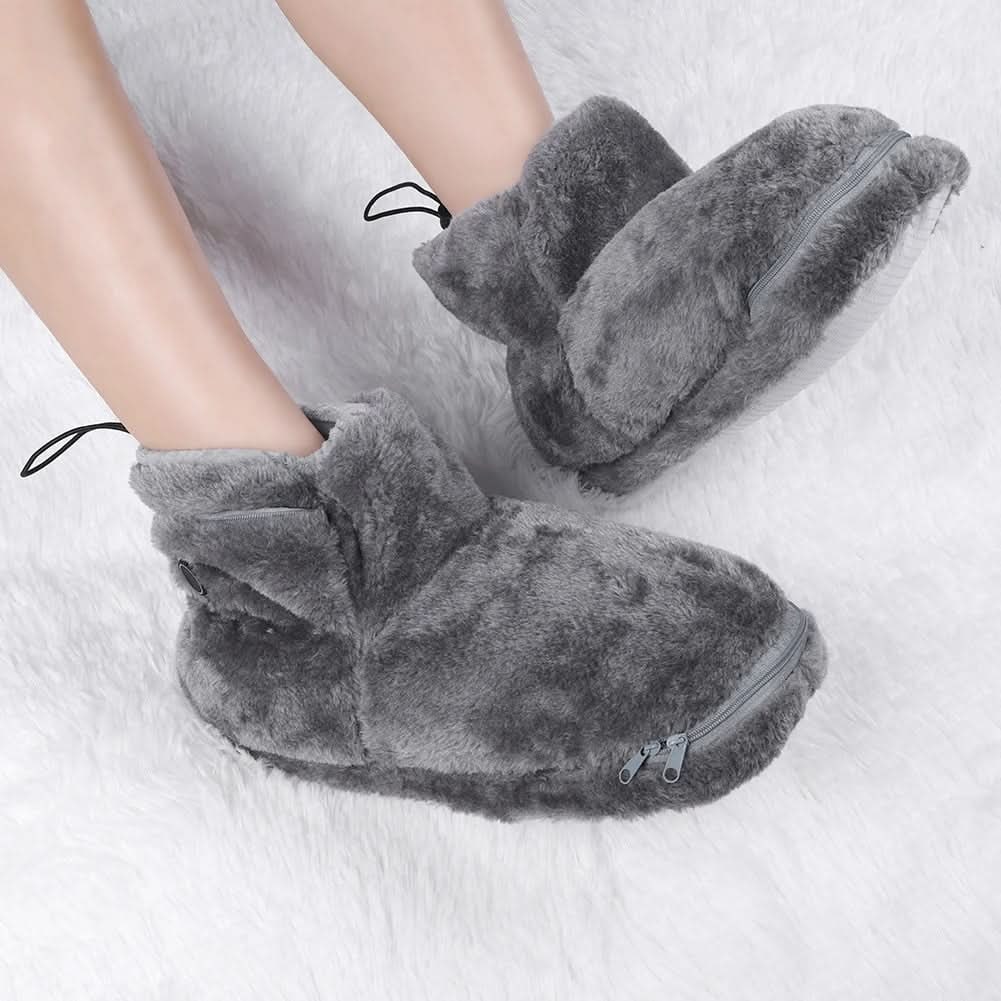 Zapatillas térmicas de invierno, con calefacción USB, tipo botín de felpa, forro polar y soporte para el arco plantar