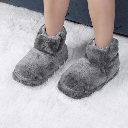 Zapatillas térmicas de invierno, con calefacción USB, tipo botín de felpa, forro polar y soporte para el arco plantar