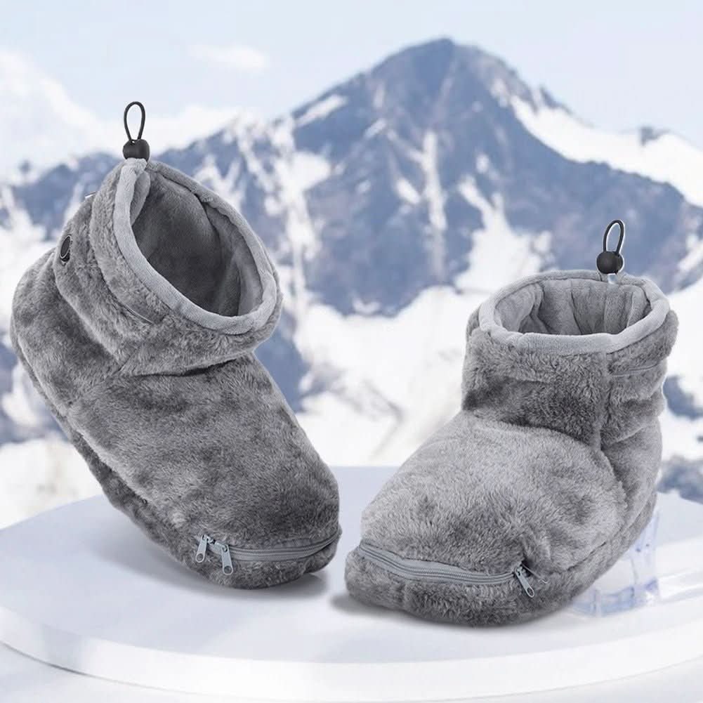 Zapatillas térmicas de invierno, con calefacción USB, tipo botín de felpa, forro polar y soporte para el arco plantar