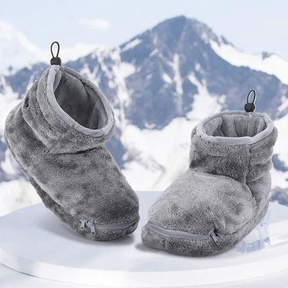 Zapatillas térmicas de invierno, con calefacción USB, tipo botín de felpa, forro polar y soporte para el arco plantar
