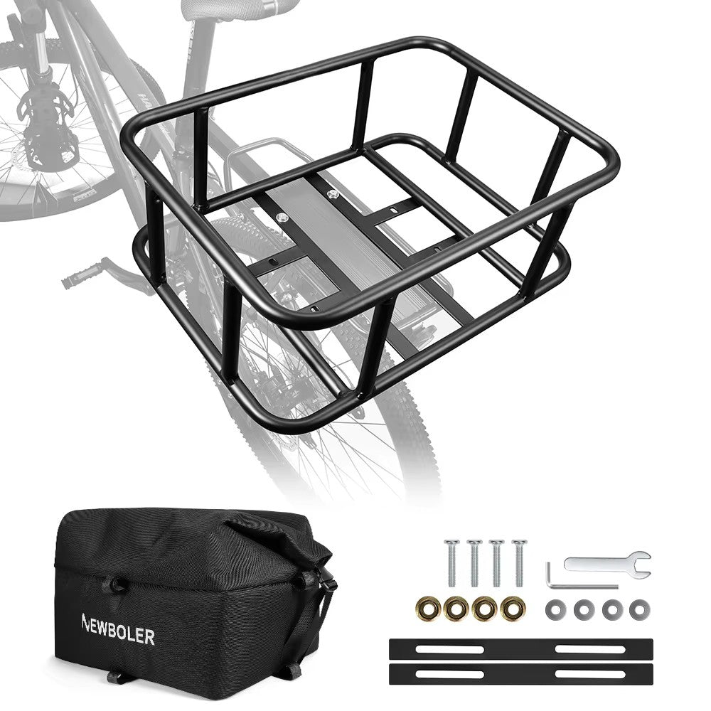 Heavy Duty Rear Bike Basket with Rack Large Metal Carrier