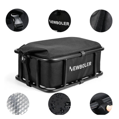 Heavy Duty Rear Bike Basket with Rack Large Metal Carrier