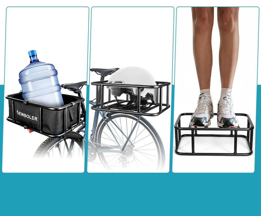 Heavy Duty Rear Bike Basket with Rack Large Metal Carrier