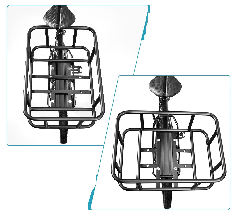Heavy Duty Rear Bike Basket with Rack Large Metal Carrier