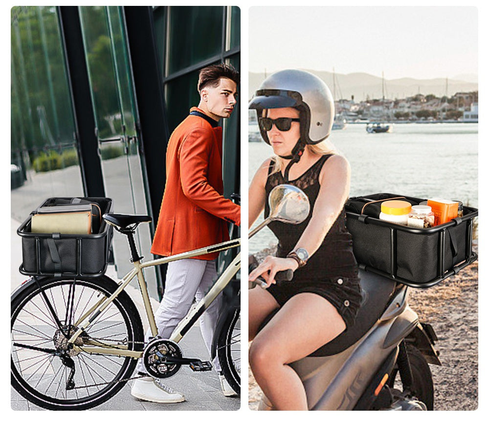 Heavy Duty Rear Bike Basket with Rack Large Metal Carrier