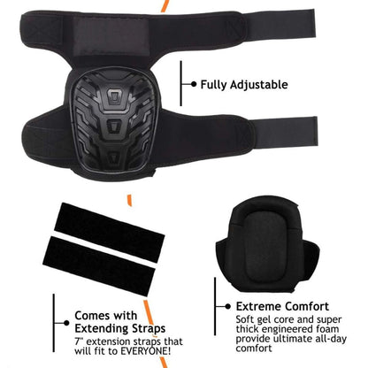 Heavy Duty Work Knee Pads Adjustable Impact Resistant Comfort Fit