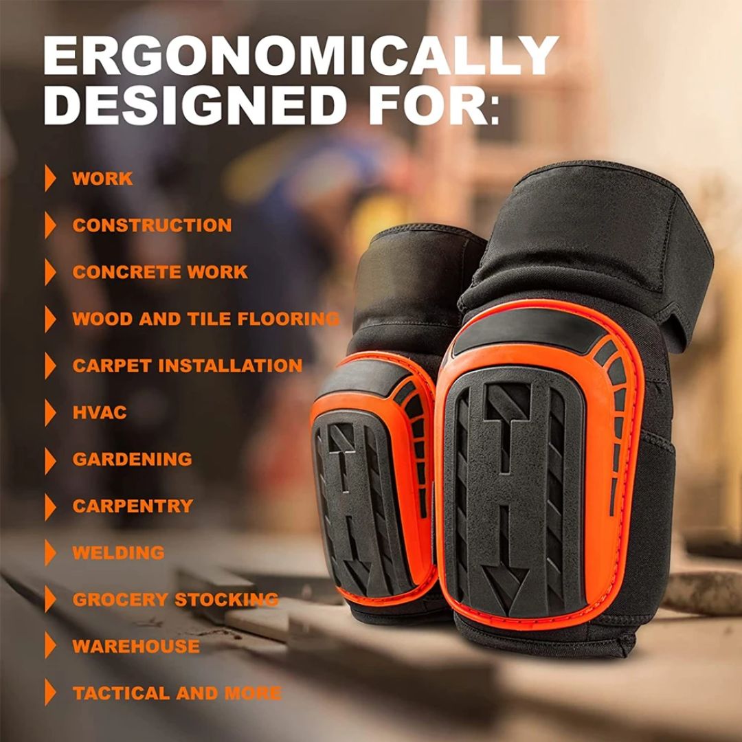 Heavy Duty Work Knee Pads Adjustable Impact Resistant Comfort Fit