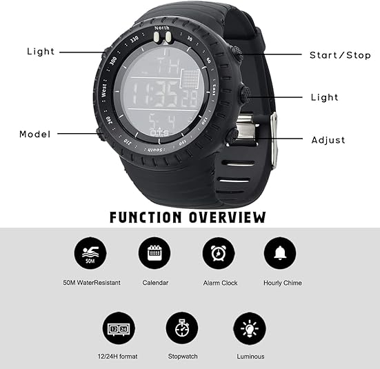 Henry Waterproof Digital Sports Watch with LED Backlight