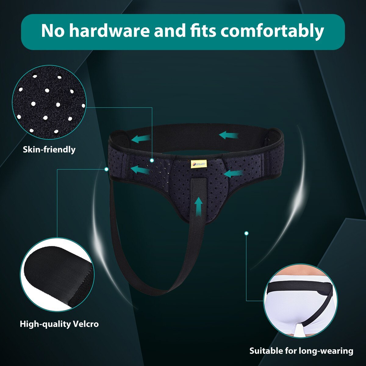 Hernia Support Belt with Adjustable Compression and Removable Pad
