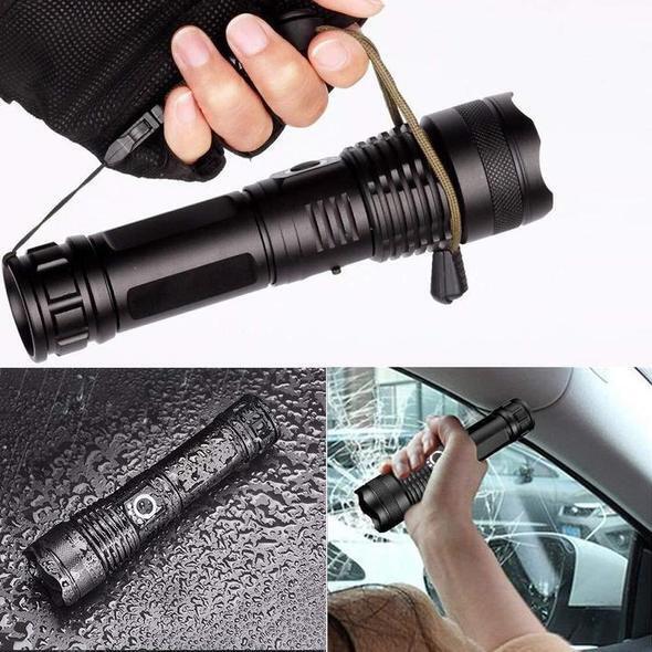 High Power Rechargeable LED Flashlight with Waterproof Design