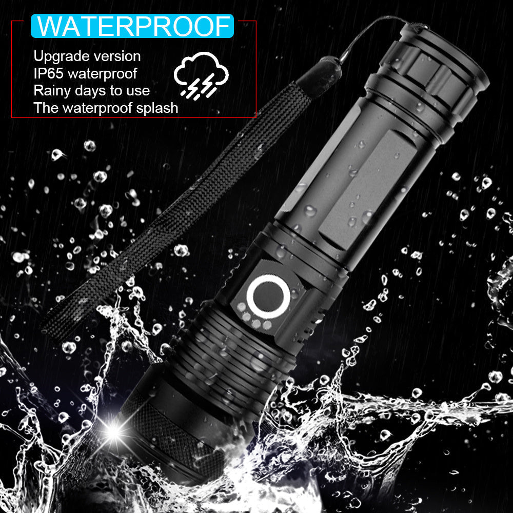 High Power Rechargeable LED Flashlight with Waterproof Design