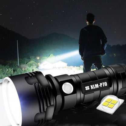 High Power Rechargeable LED Flashlight with Waterproof Design