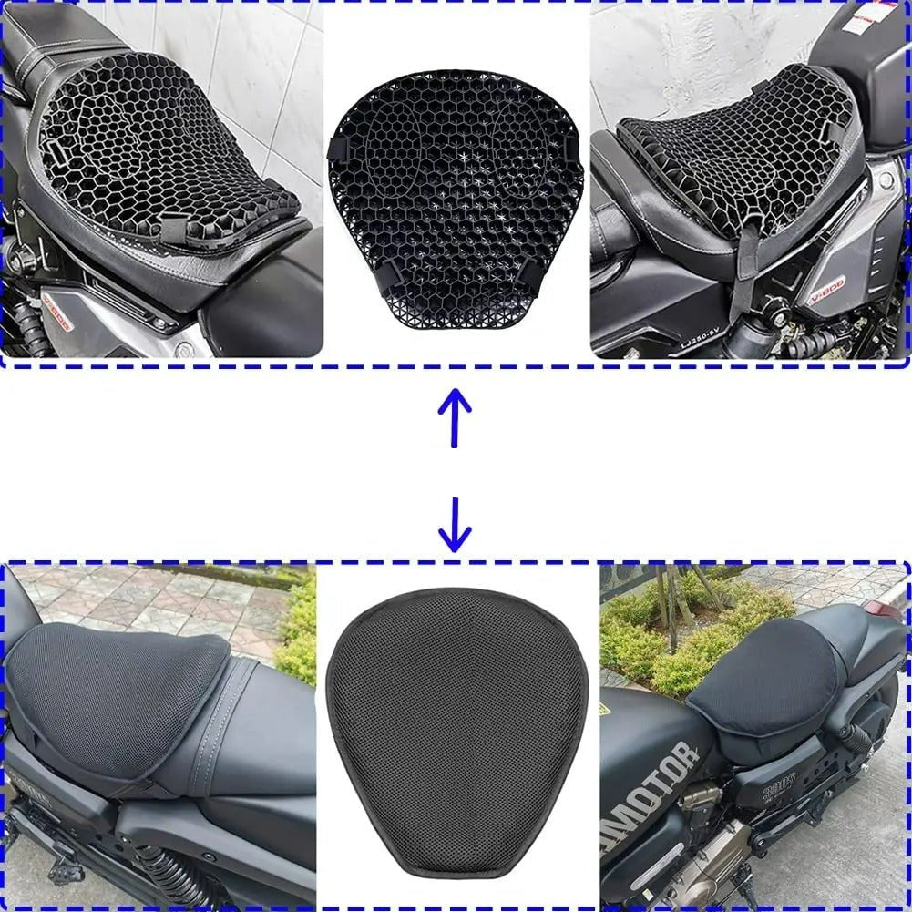 HoneyRide Motorcycle Seat Cushion with 3D Honeycomb Shock Relief Support