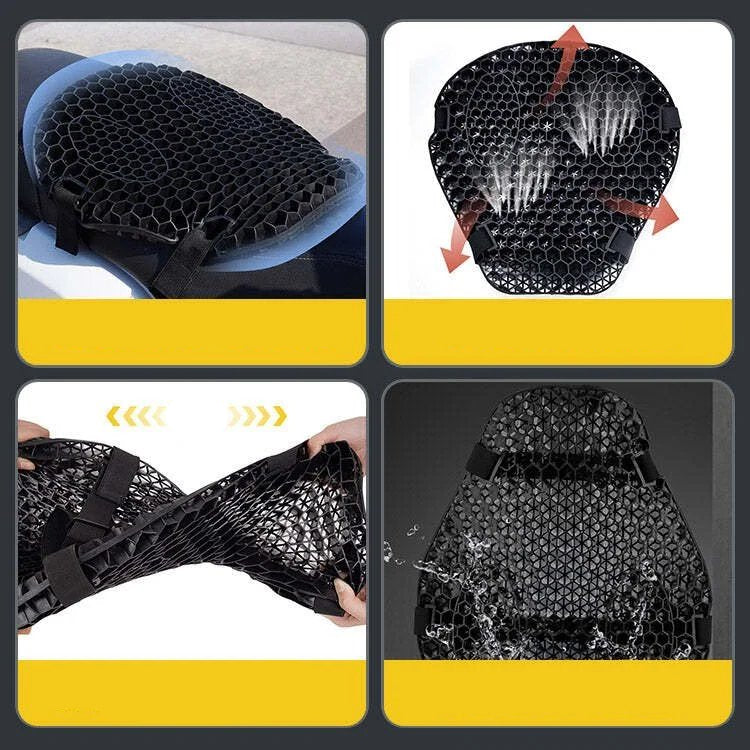 HoneyRide Motorcycle Seat Cushion with 3D Honeycomb Shock Relief Support