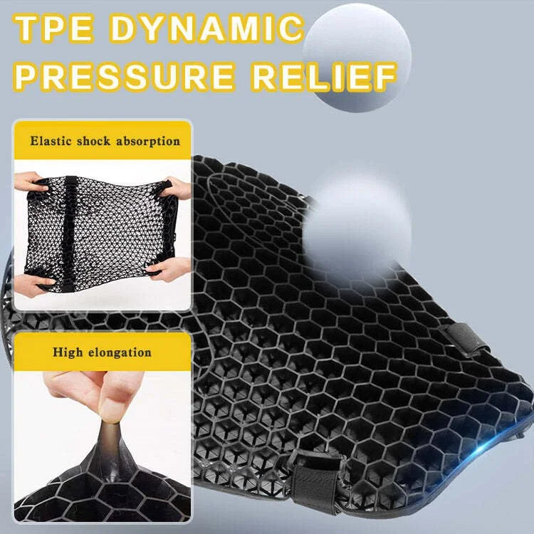 HoneyRide Motorcycle Seat Cushion with 3D Honeycomb Shock Relief Support