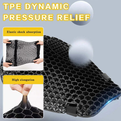 HoneyRide Motorcycle Seat Cushion with 3D Honeycomb Shock Relief Support