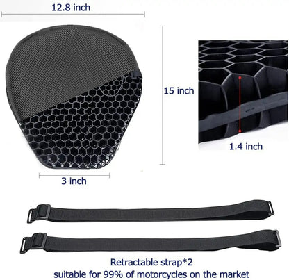 HoneyRide Motorcycle Seat Cushion with 3D Honeycomb Shock Relief Support