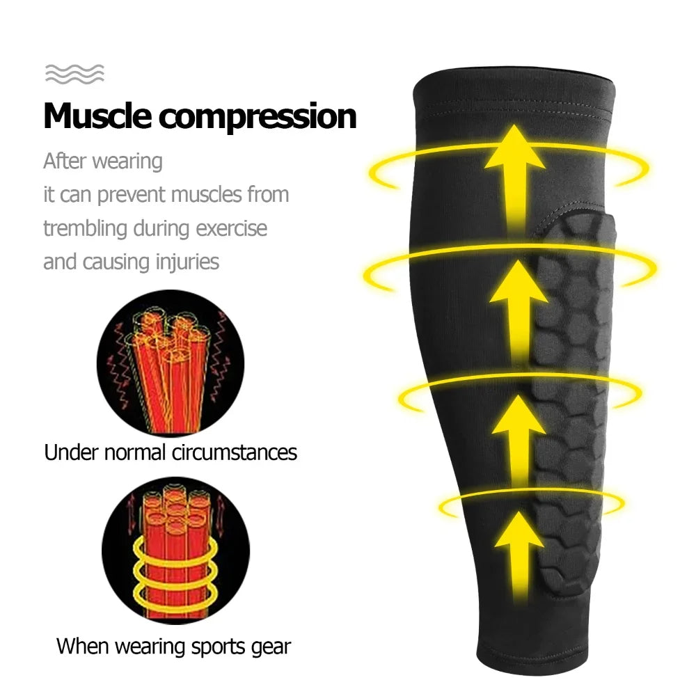 Honeycomb Compression Shin Guard Sleeves for Soccer