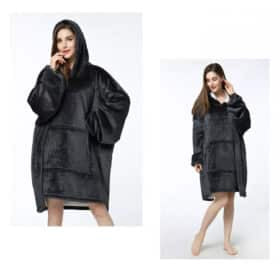 Hygge Blanket with Sleeves, Hood & Pocket – Soft Fleece Cozy Blanket