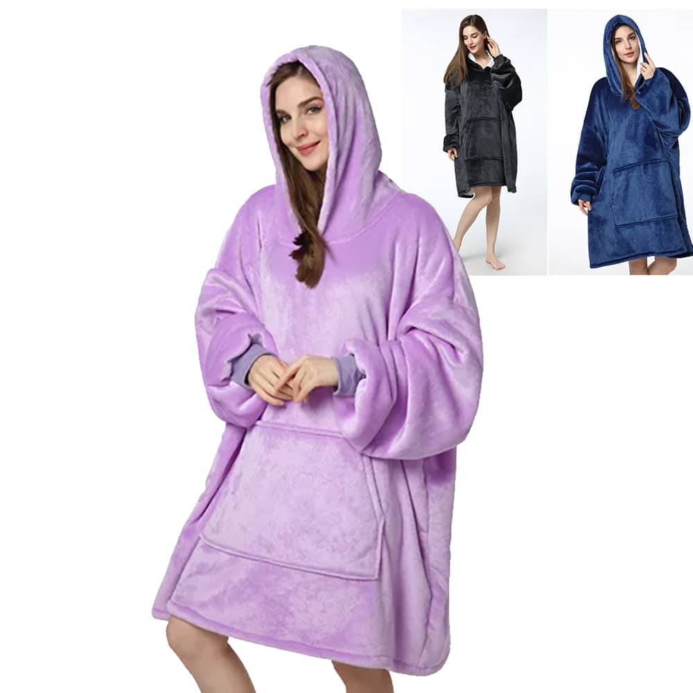 Hygge Blanket with Sleeves, Hood & Pocket – Soft Fleece Cozy Blanket