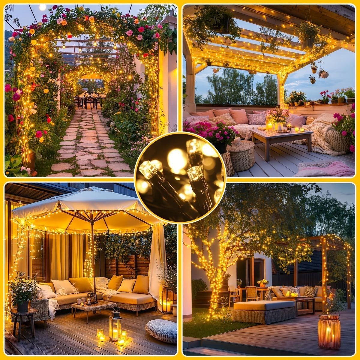 IP44 Outdoor String Lights with Warm Decorative Glow
