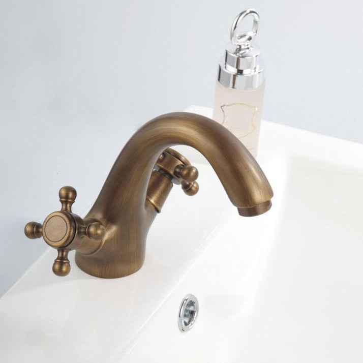 Industrial Wide-Spread Bathroom Faucet with Dual Cross Handles Brass Construction