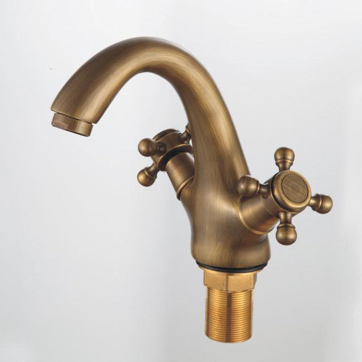 Industrial Wide-Spread Bathroom Faucet with Dual Cross Handles Brass Construction