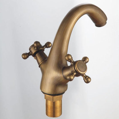 Industrial Wide-Spread Bathroom Faucet with Dual Cross Handles Brass Construction
