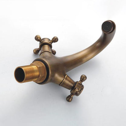 Industrial Wide-Spread Bathroom Faucet with Dual Cross Handles Brass Construction