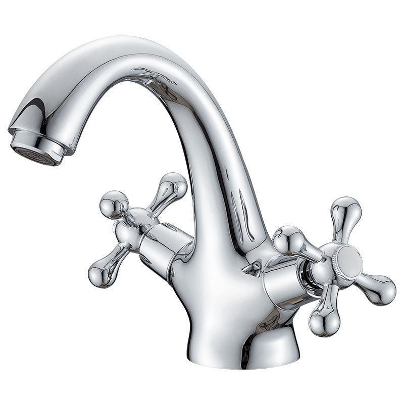 Industrial Wide-Spread Bathroom Faucet with Dual Cross Handles Brass Construction