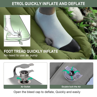 Inflatable Camping Mattress with Built In Foot Pump for Comfortable Outdoor Sleep