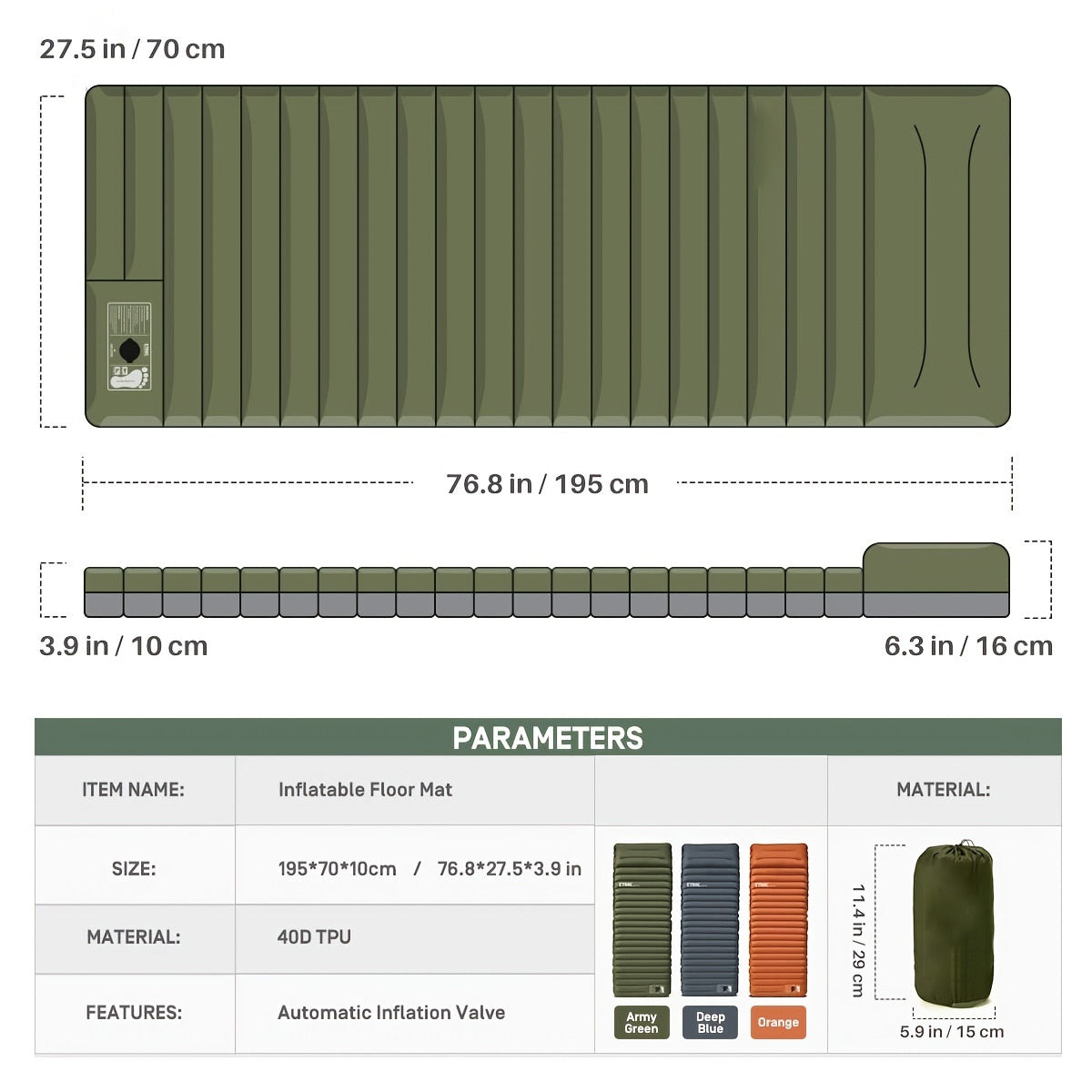 Inflatable Camping Mattress with Built In Foot Pump for Comfortable Outdoor Sleep
