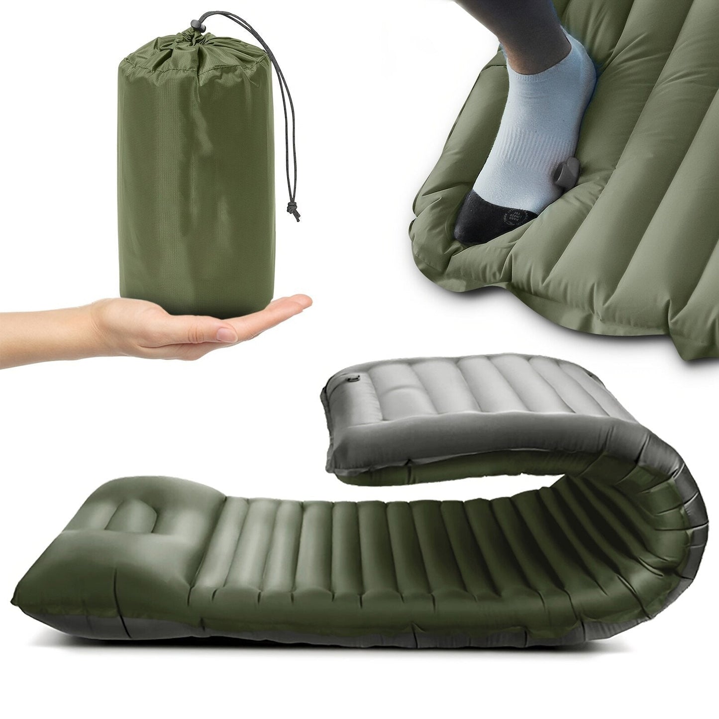 Inflatable Camping Mattress with Built In Foot Pump for Comfortable Outdoor Sleep